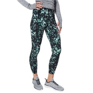 Lululemon Fast and Free High-Rise Leggings 25" Black & Teal Nulux Sz 4